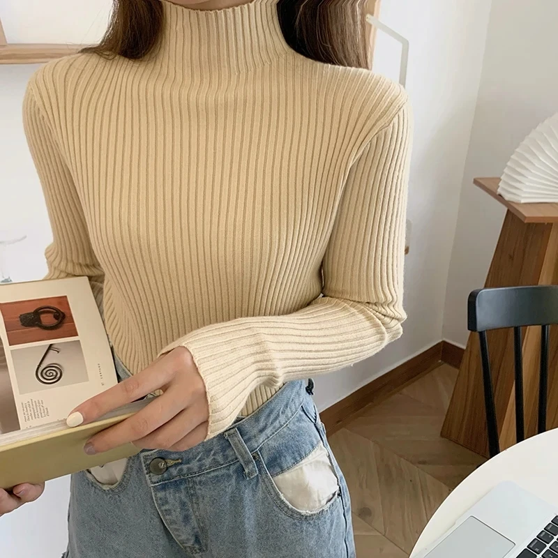 AOSSVIAO 2026 Chic Autumn Winter Sweater Women Pullovers Long Sleeve Casual Turtleneck Warm Basic Sweater Knit Jumpers Top - Image 4