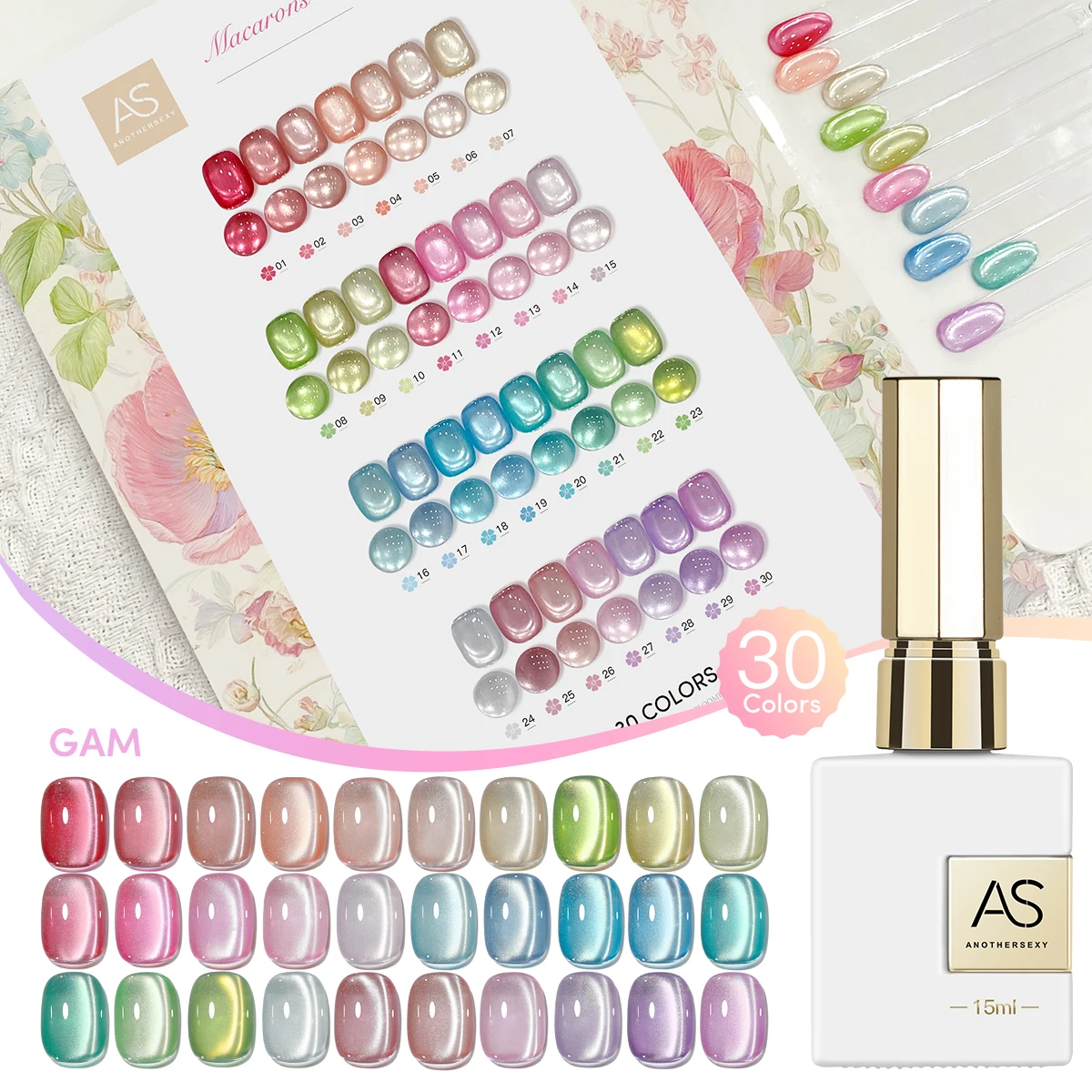AS 15ml TPO Free Ultra Cat Eye Nail Gel Polish Macaron Spring Soak Off UV LED Long Wear Sparkle Light Green Gel Varnish Polish - Image 6