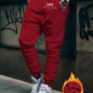 Affection‑trendy LOVE Multi‑word Decorative Letter Print Stylish Tapered Sweatpants Men Hip Hop Sports Jogger Trousers