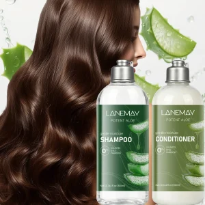 Aloe Shampoo and Conditioner Set – 300ml Each. Gentle Moisture Formula for All Hair Types. Sulfate-Free, Dye-Free, and Paraben-F