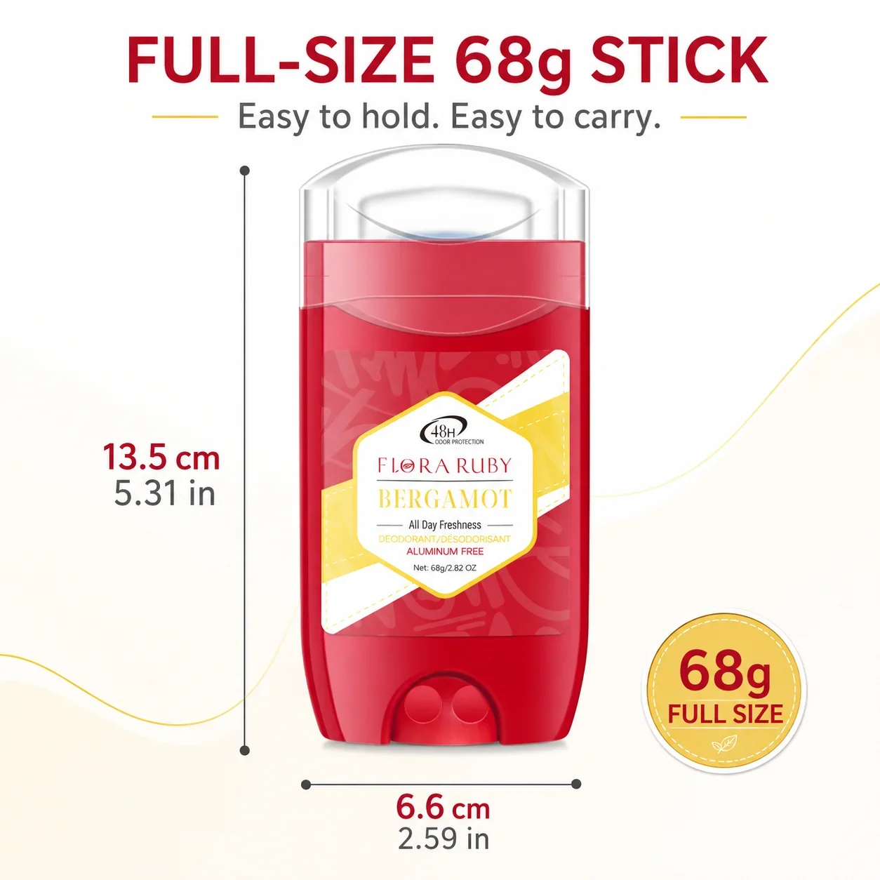 Aluminum Free Deodorant Stick 68g, 48H Odor Protection, Long Lasting Underarm Deodorant for Women & Men - Image 5