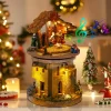 Animated Christmas Village Nativity Scene with Holy Family Rotating Manger Figurine Religious Songs And Lights Indoor Decoration