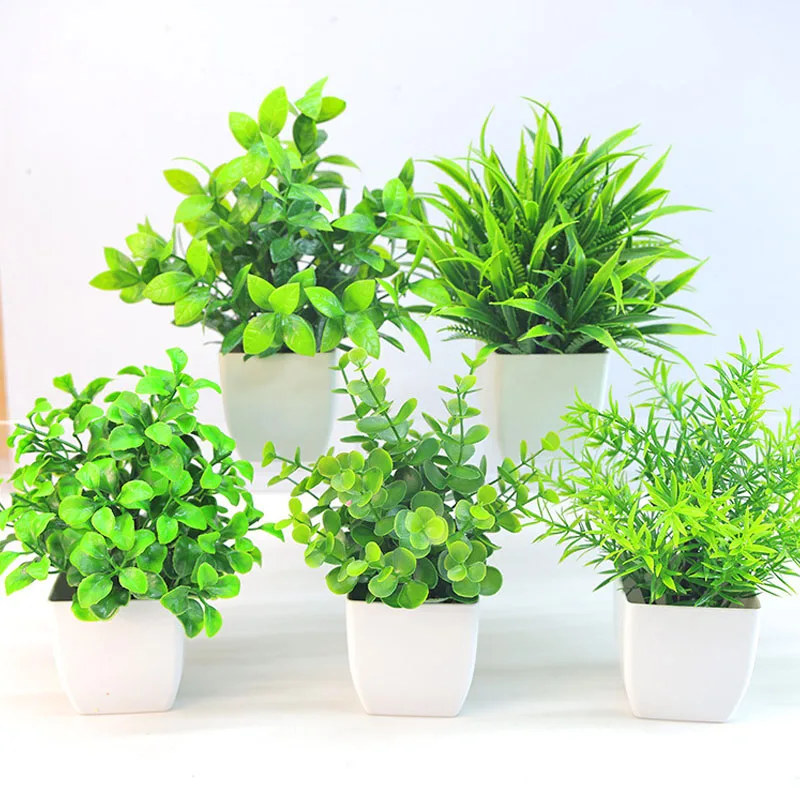 Artificial Bonsai Green Fake Plant Eucalyptus Potted PlantforIndoor and Outdoor Home Bedroom Garden Decoration Artificial Plants