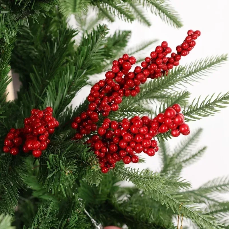 Artificial Christmas Red Holly Berries Branches Stems Flowers DIY Garland Wreath Xmas Tree Ornaments Party Displays Wholesale - Image 3