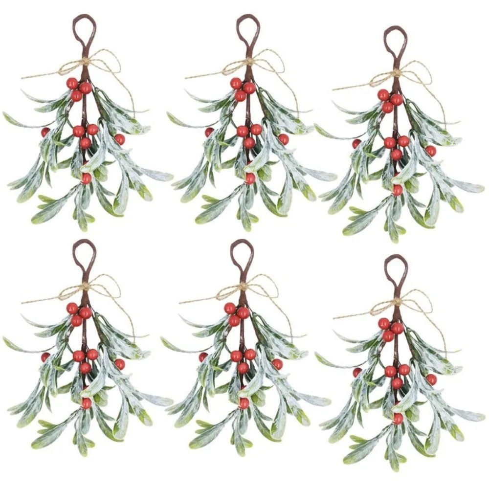 Artificial Floral Decor Artificial Mistletoe Sprigs Red Christmas Berry DIY Home Festive Mistletoe Bunches Fake Flowers - Image 2