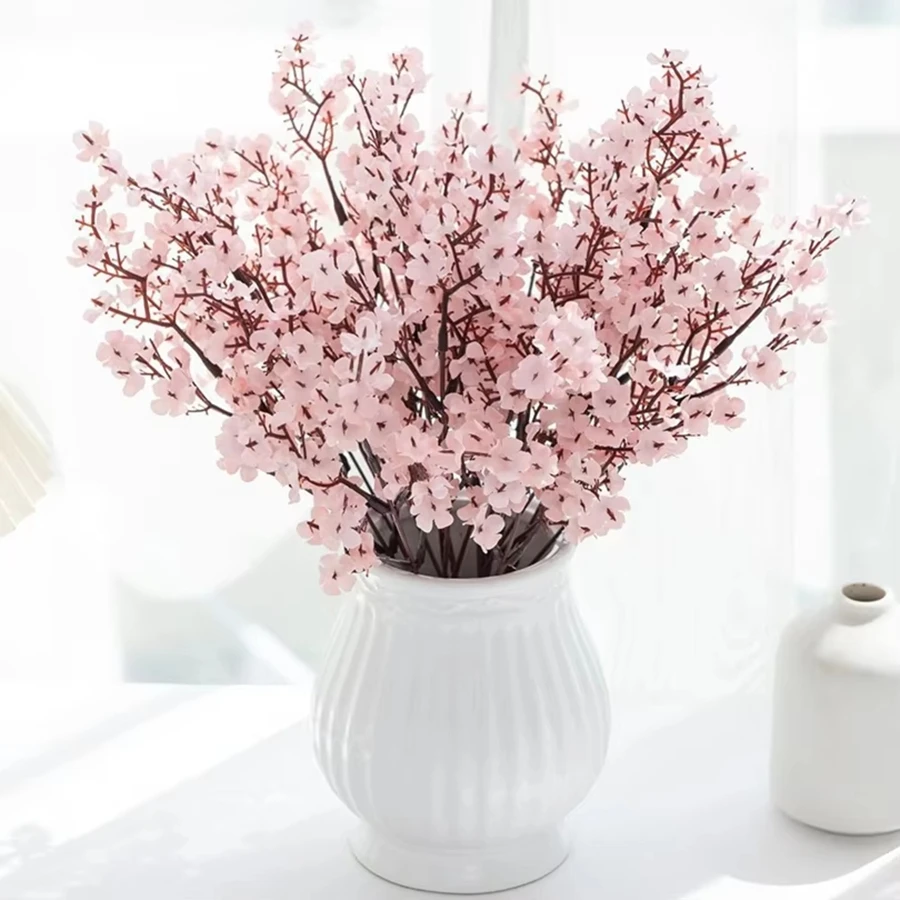 Artificial Flower Silk Gypsophila Peach Home Arch Table Outdoor Garden Wedding Bridal Bouquet Festival DIY Gift Decoration Props