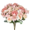 Artificial Flowers Rose Chrysanthemum Silk Bridal Bouquet Wedding Outdoor Arch Festival Home Room Vase Table Diy Gift Decoration