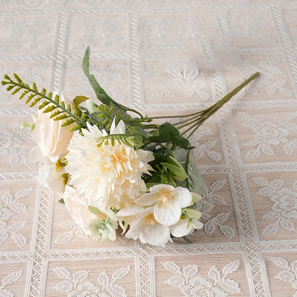 Artificial Flowers Rose Chrysanthemum Silk Bridal Bouquet Wedding Outdoor Arch Festival Home Room Vase Table Diy Gift Decoration - Image 4