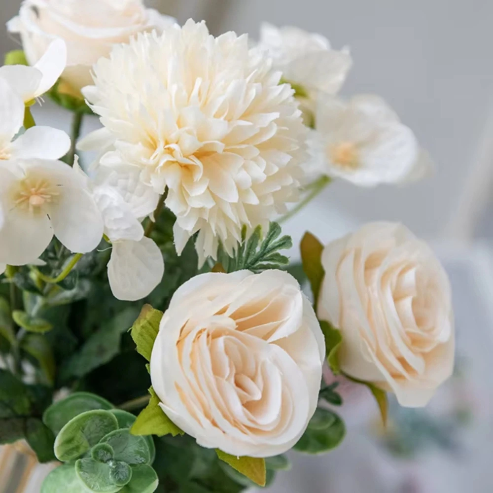 Artificial Flowers Rose Chrysanthemum Silk Bridal Bouquet Wedding Outdoor Arch Festival Home Room Vase Table Diy Gift Decoration - Image 6