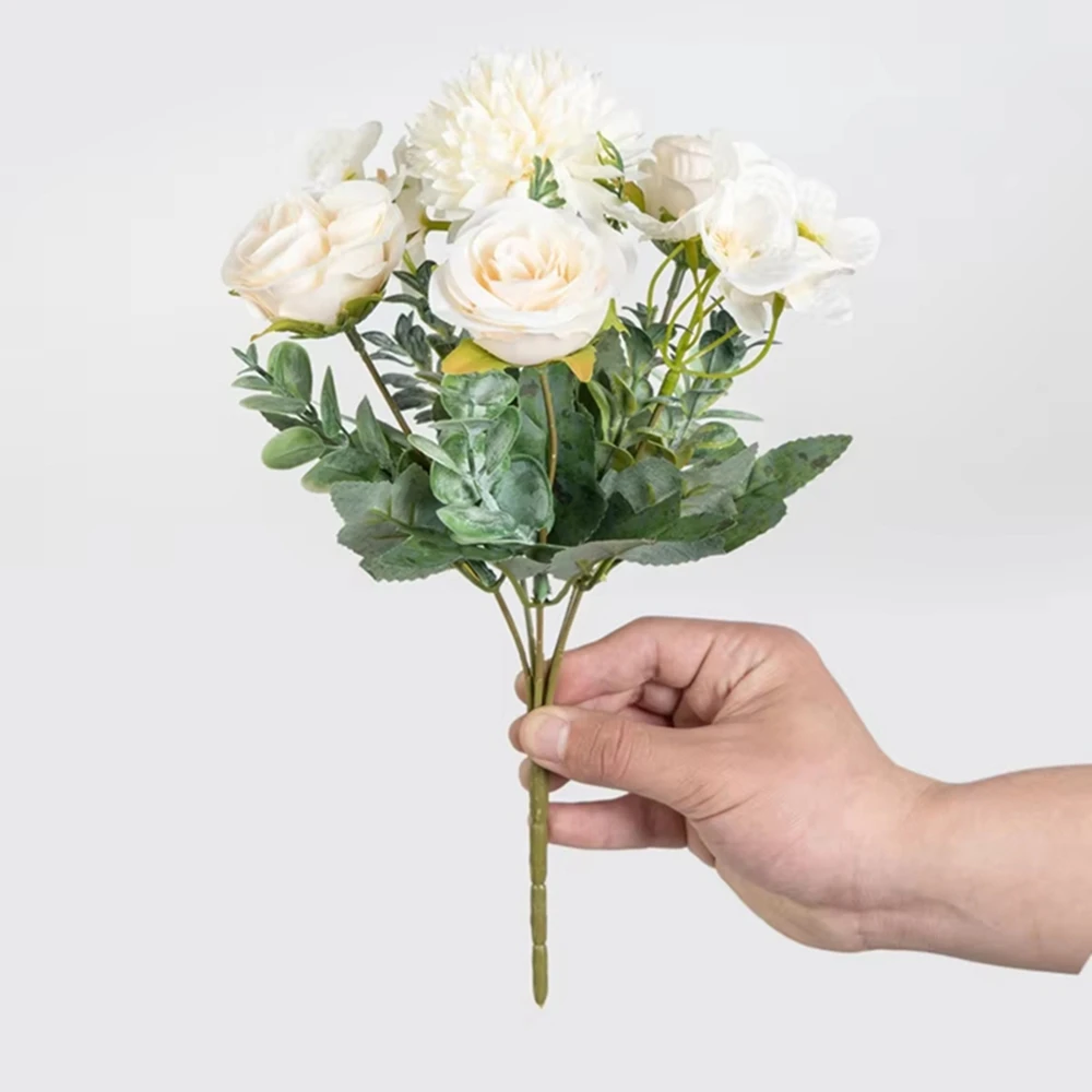 Artificial Flowers Rose Chrysanthemum Silk Bridal Bouquet Wedding Outdoor Arch Festival Home Room Vase Table Diy Gift Decoration - Image 5