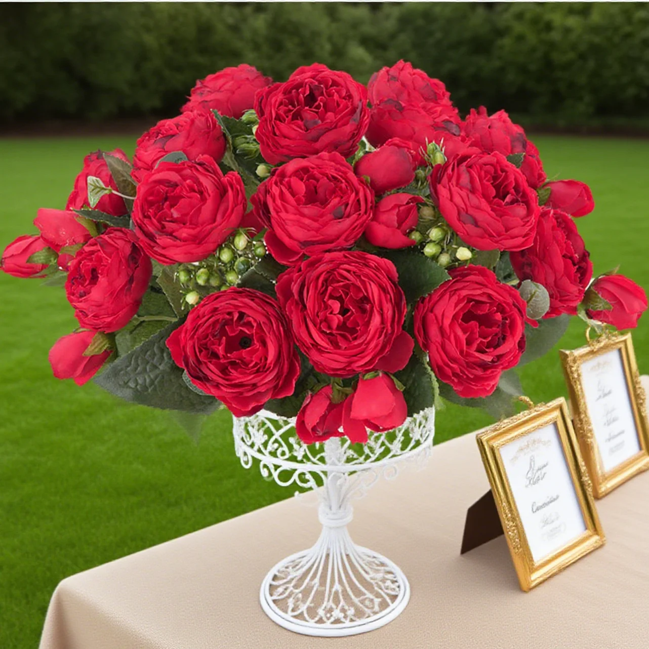 Artificial Flowers Rose Silk Peony Brial Bouquet Home Room Table Decora Festival Wedding Scrapbook Fake Plants Diy Gifts Props - Image 5