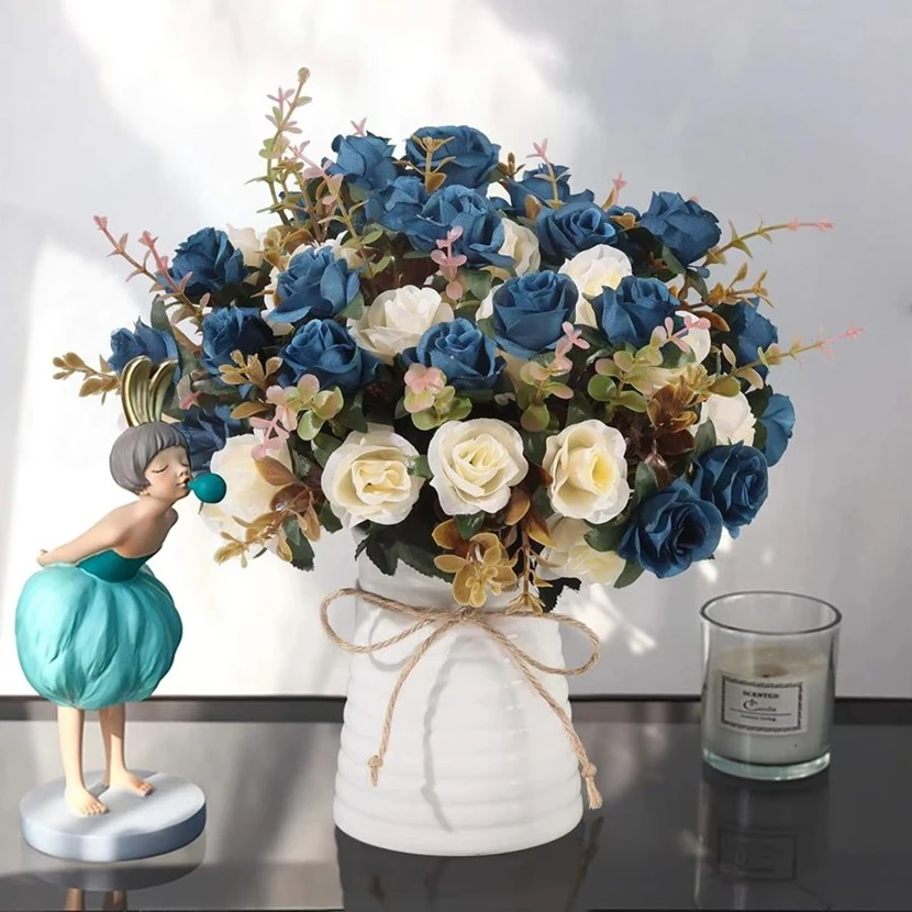 Artificial Flowers Silk Rose Wedding Home Festival Room Decoration Bride Bouquet Diy Scrapbooking Garland Wall Photography Props - Image 2