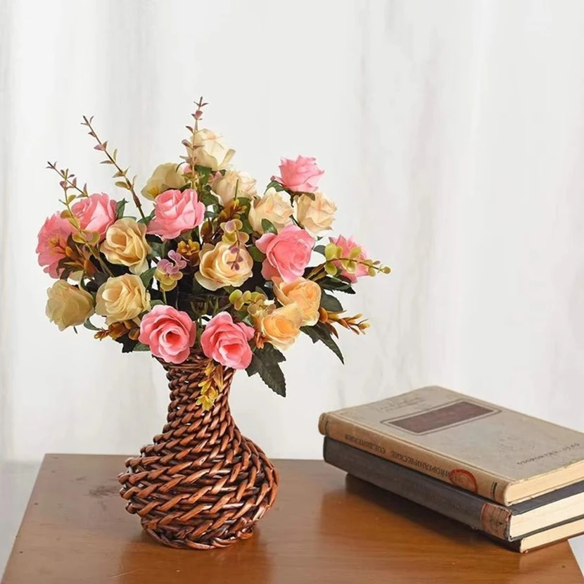 Artificial Flowers Silk Rose Wedding Home Festival Room Decoration Bride Bouquet Diy Scrapbooking Garland Wall Photography Props - Image 6