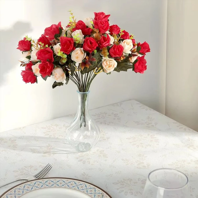 Artificial Flowers Silk Rose Wedding Home Festival Room Decoration Bride Bouquet Diy Scrapbooking Garland Wall Photography Props - Image 3