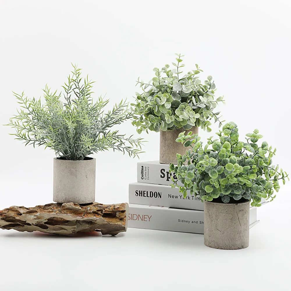 Artificial Plant Potted Eucalyptus Plant Small Fake Flower Bonsai With Pot Mini Plant Desktop Office Home Restaurant Decoration - Image 2