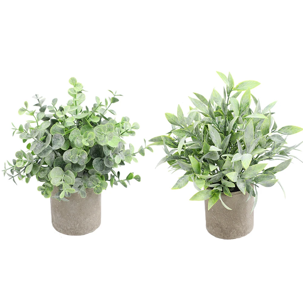 Artificial Plant Potted Eucalyptus Plant Small Fake Flower Bonsai With Pot Mini Plant Desktop Office Home Restaurant Decoration - Image 3