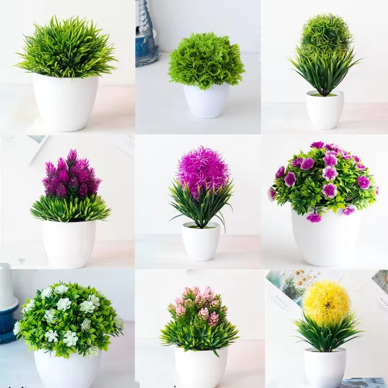 Artificial Plants Green Bonsai Small Tree Pot Plants Fake Flower Potted Ornaments for Home Hotel Garden Party Craft Plant Decor