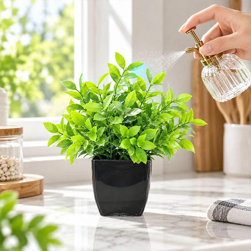 Artificial Plants Potted Green Bonsai Grass Plants Office Farmhouse Bathroom Table Home Garden Decor Scene Decorations - Image 2