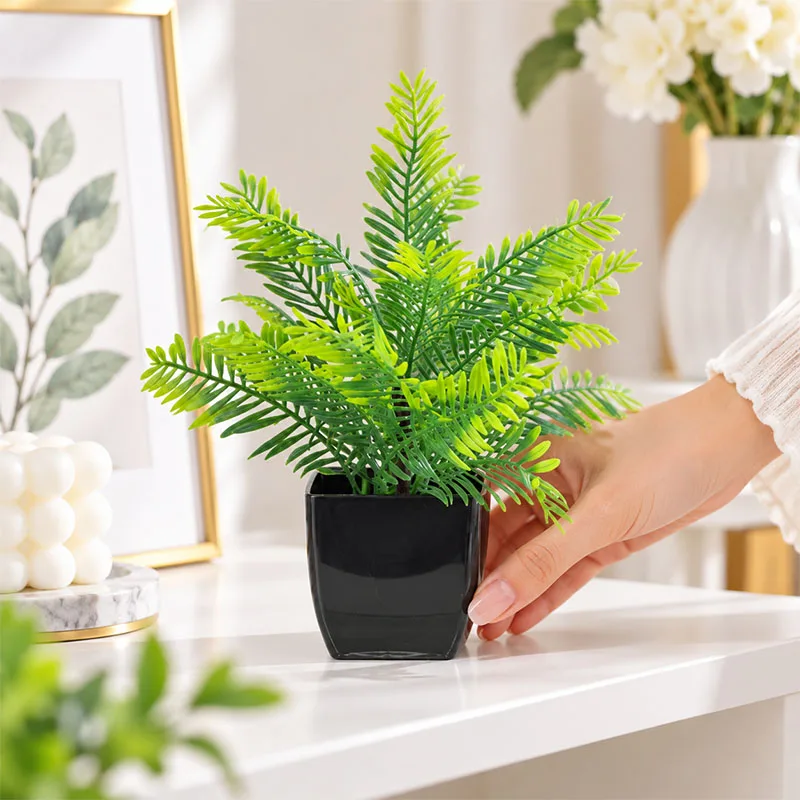 Artificial Plants Potted Green Bonsai Grass Plants Office Farmhouse Bathroom Table Home Garden Decor Scene Decorations - Image 5