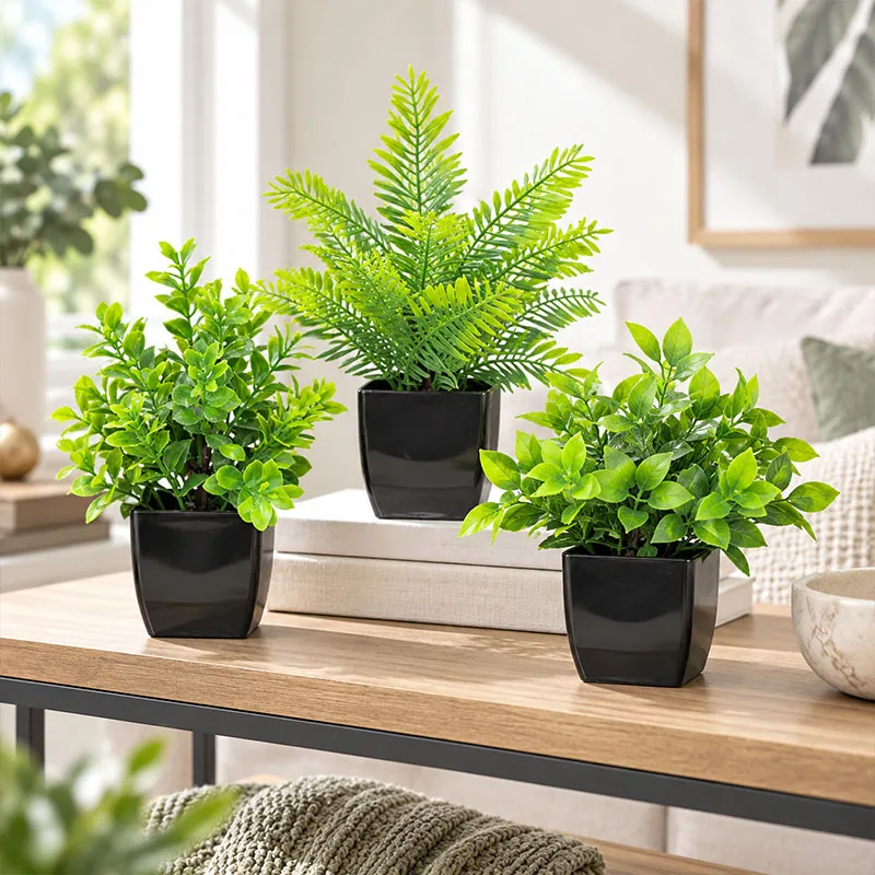 Artificial Plants Potted Green Bonsai Grass Plants Office Farmhouse Bathroom Table Home Garden Decor Scene Decorations
