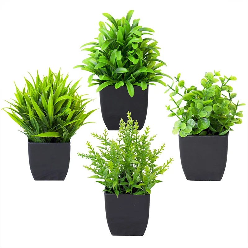 Artificial Plants Potted Green Bonsai Small Tree Grass Plants Office Farmhouse Bathroom Table Home Garden Decor Wedding Party - Image 2
