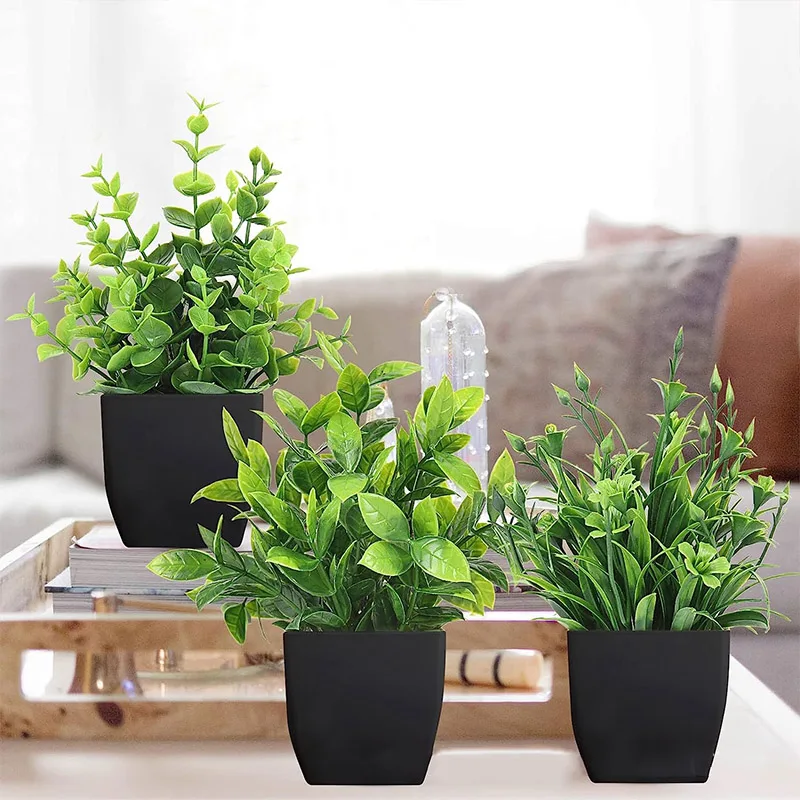 Artificial Plants Potted Green Bonsai Small Tree Grass Plants Office Farmhouse Bathroom Table Home Garden Decor Wedding Party - Image 3