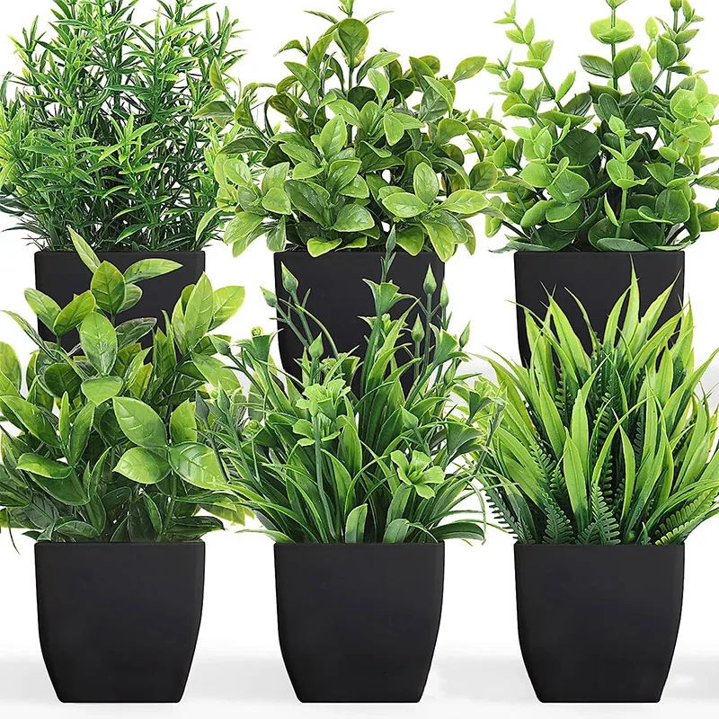 Artificial Plants Potted Green Bonsai Small Tree Grass Plants Office Farmhouse Bathroom Table Home Garden Decor Wedding Party