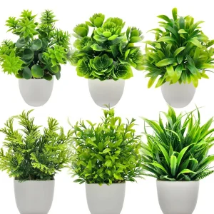 Artificial Plants with Plastics Pots Perfect Greenery for Home DecorationsOffice Desk Living Room and Bedroom Decoration