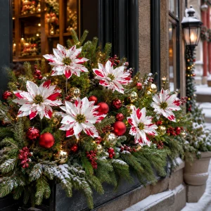 Artificial Poinsettia Bouquet White And Red Holiday Decor Flower Artificial Flowers Christmas Red Berry Artificial Bouquet