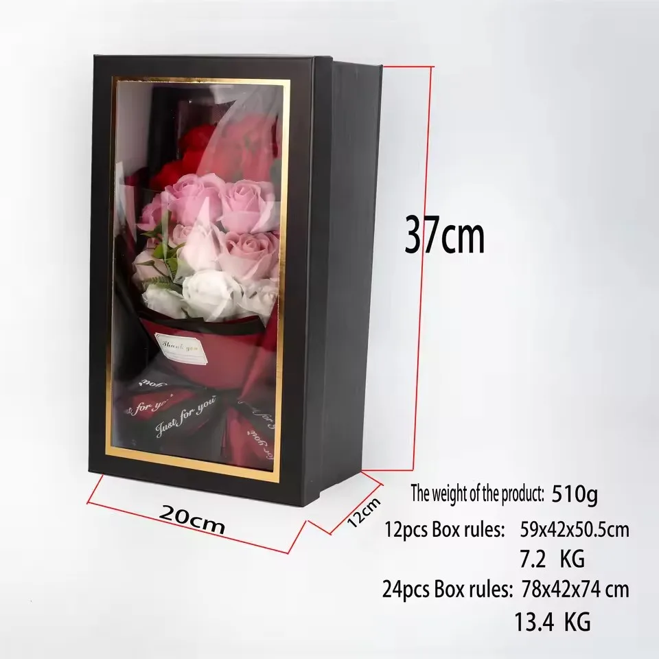 Artificial Soap Flower Rose Bouquet Gift Bags Valentine's Day Birthday Gift Wedding Home Decor 18 Rose Soap Bouquet Gift Box - Image 6
