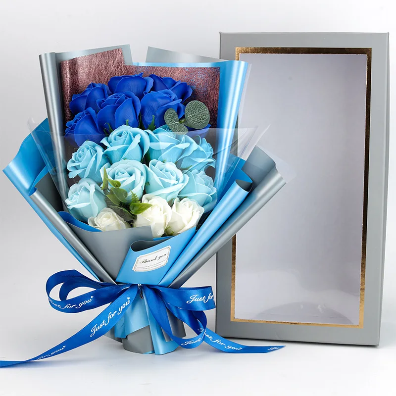 Artificial Soap Flower Rose Bouquet Gift Bags Valentine's Day Birthday Gift Wedding Home Decor 18 Rose Soap Bouquet Gift box - Image 6