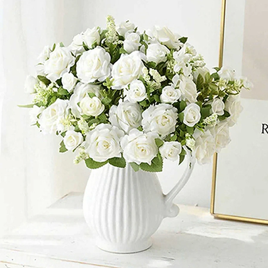 Artificial flower silk rose home office party vase decoration outdoor garden Valentine's Day bride wedding bouquet DIY gift prop - Image 2