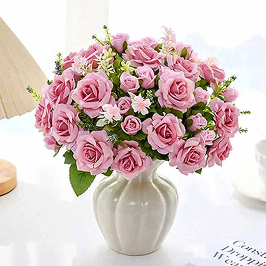 Artificial flower silk rose home office party vase decoration outdoor garden Valentine's Day bride wedding bouquet DIY gift prop - Image 5