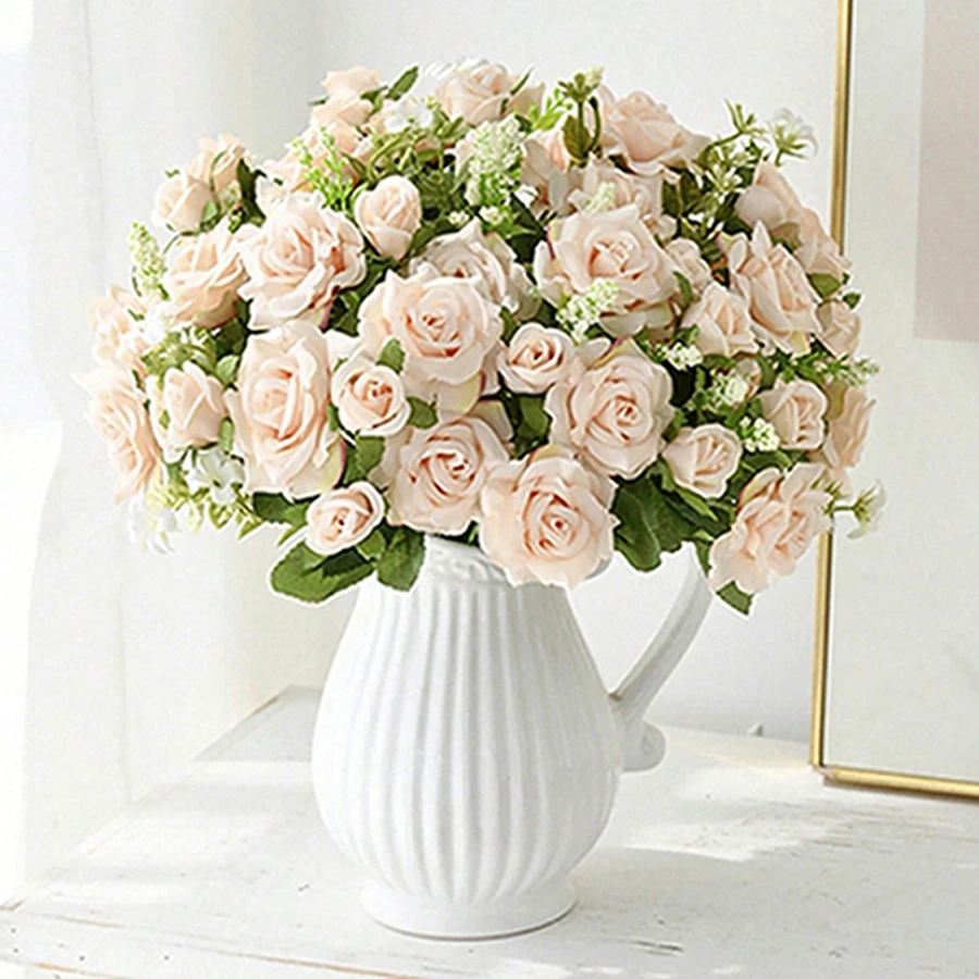 Artificial flower silk rose home office party vase decoration outdoor garden Valentine's Day bride wedding bouquet DIY gift prop - Image 3