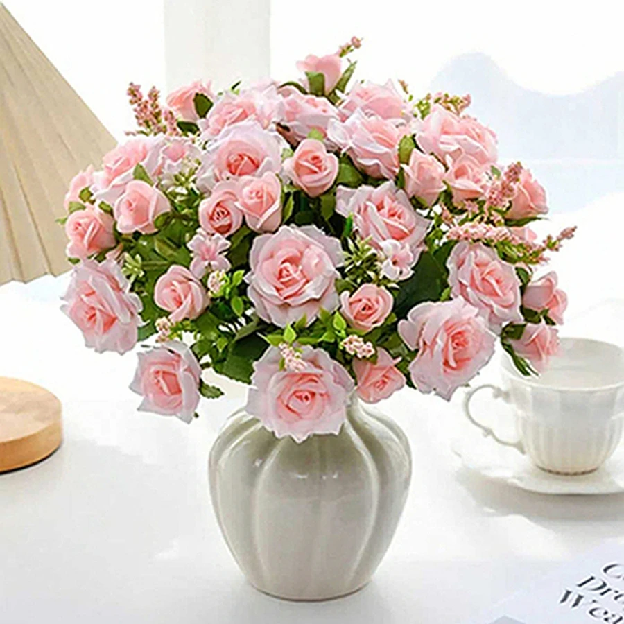 Artificial flower silk rose home office party vase decoration outdoor garden Valentine's Day bride wedding bouquet DIY gift prop - Image 4
