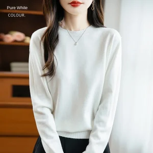 Autumn And Winter Knitted Pullover Wool Sweater, Round-Neck, Fashionable And Comfortable Long-Sleeved Sweater For Women - WQ102