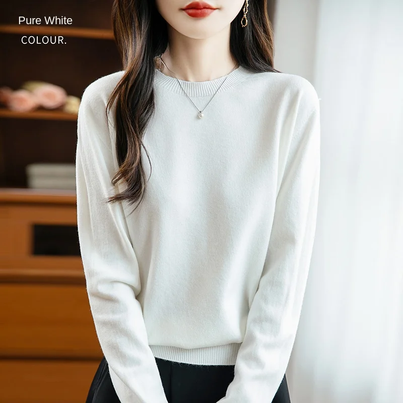 Autumn And Winter Knitted Pullover Wool Sweater, Round-Neck, Fashionable And Comfortable Long-Sleeved Sweater For Women - WQ102