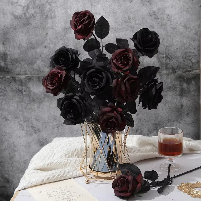 Autumn Artificial Silk Rose Flower Bouquet Halloween Party Wedding Outdoor Yard Home Table Vase Centerpiece DIY Decorative Gifts - Image 4