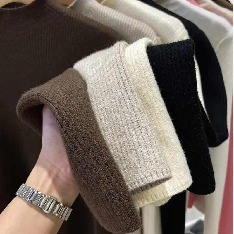 Autumn Winter Knitwear Jumper Turtleneck Sweater Women Elegant Thick Velvet Lined Warm Sueter Knitted Pullover Slim Tops Jersey - Image 6