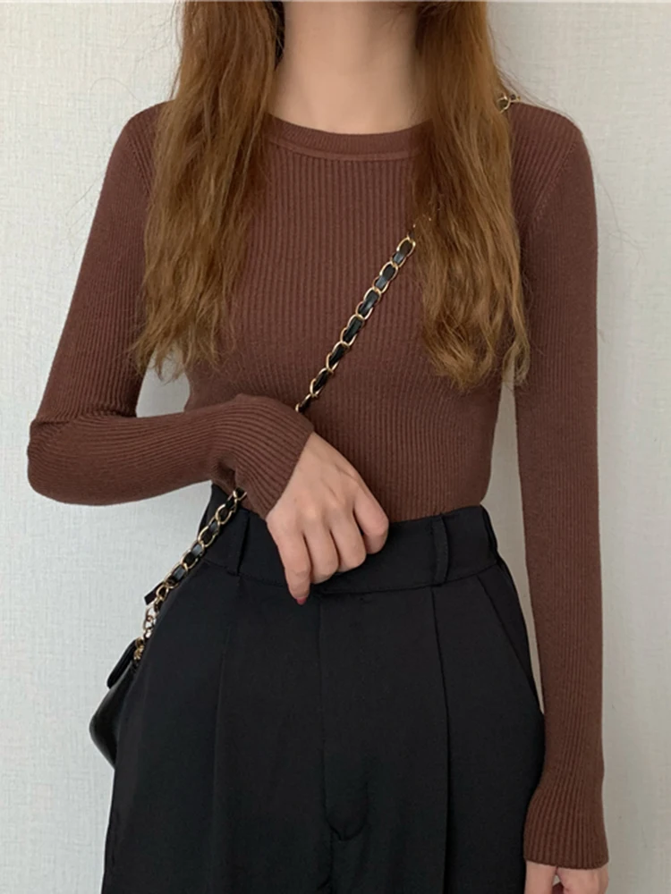 Autumn Winter Long Sleeve Pullover 2026 Women Sweater Basic Top Fashion O-neck Elastic Female Winter Solid Knitted Jumper - Image 3