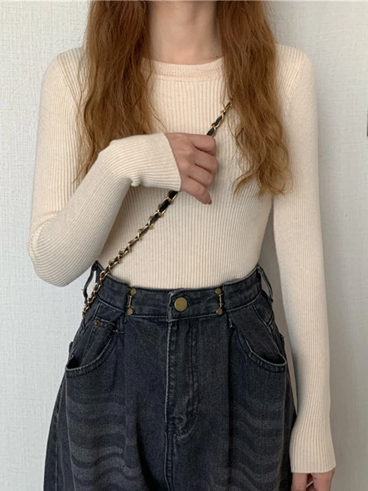 Autumn Winter Long Sleeve Pullover 2026 Women Sweater Basic Top Fashion O-neck Elastic Female Winter Solid Knitted Jumper - Image 4