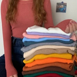 Autumn Winter Long Sleeve Pullover 2026 Women Sweater Basic Top Fashion O-neck Elastic Female Winter Solid Knitted Jumper