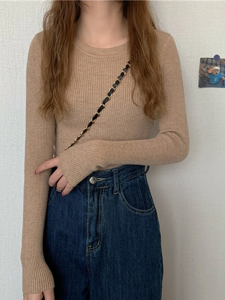 Autumn Winter Long Sleeve Pullover 2026 Women Sweater Basic Top Fashion O-neck Elastic Female Winter Solid Knitted Jumper - Image 5