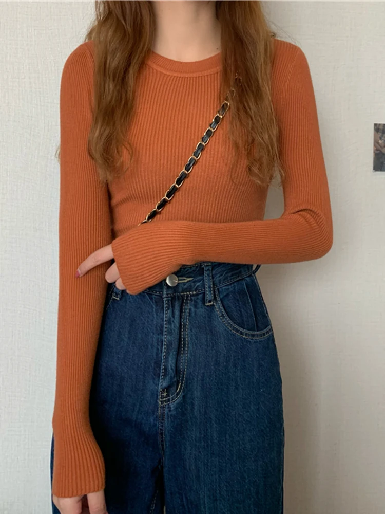 Autumn Winter Long Sleeve Pullover 2026 Women Sweater Basic Top Fashion O-neck Elastic Female Winter Solid Knitted Jumper - Image 6