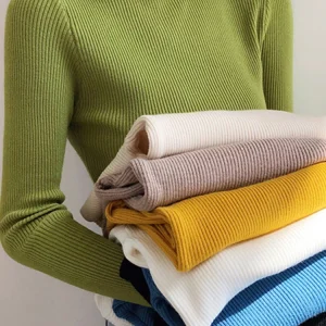 Autumn Winter Turtleneck Women Sweater Vintage Basic Solid Knitted Tops Casual Slim Pullover Korean Sweaters Simple Chic Jumpers
