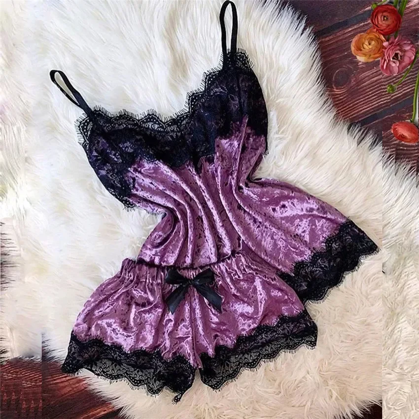 Autumn Winter Velvet Pajamas Set Women's Sexy Lingerie Sleepwear Nightwear Cute Cami Top and Shorts Pijama Sets Loungewear - Image 5