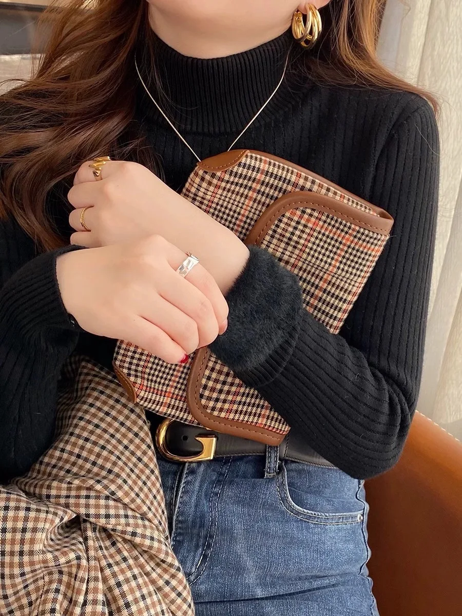Autumn Winter Women Ruffles Mock Neck Sweater Thicken Fleece Warm Thermal Pullover Women Cashmere Sweater Velvet Basics Knit Top - Image 4