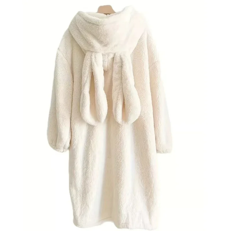 Autumn and Winter Ladies Warm Pajamas Homewear Rabbit Ears Ins Girls Student Pajamas Cartoon New Robe Bathrobe Homewear - Image 5