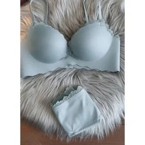 BANERDANNI セクシーWomen One‑Piece Wireless Bra Set , Seamless Push‑Up Brassiere, Small Bust Anti‑Sag Side Lift Soft Daily Lingerie