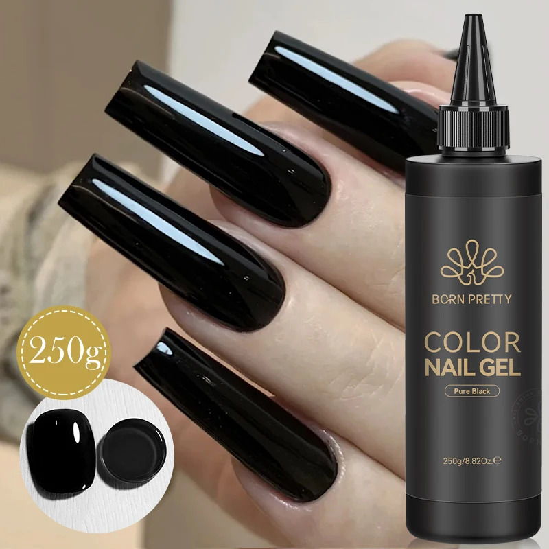 BORN PRETTY 250g Pure Black White Color Gel Nail Polish Semi Permanent Jelly Nude Gel Refilled Package Soak Off UV LED Gel - Image 2